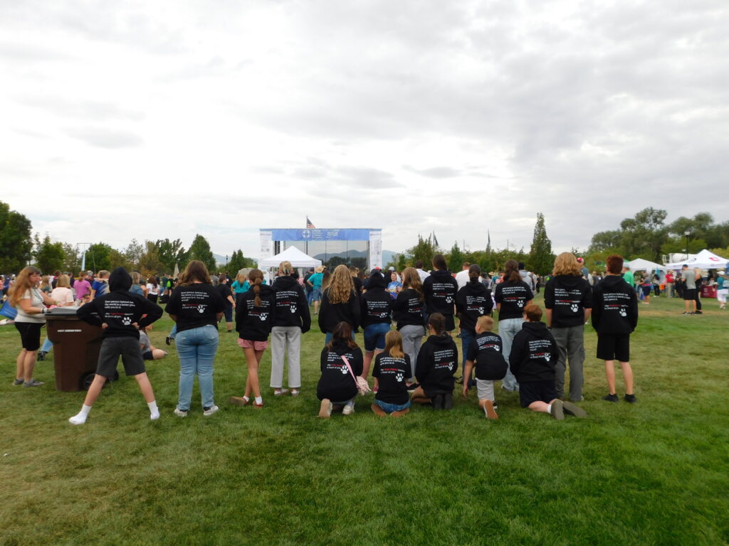 Hope Squad students showing the back of their sweatshirts.
