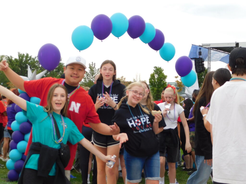 Students with balloons