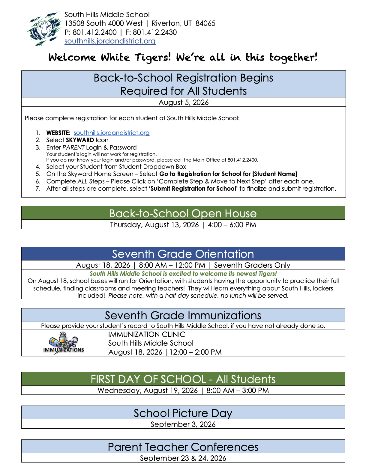 Welcome back letter