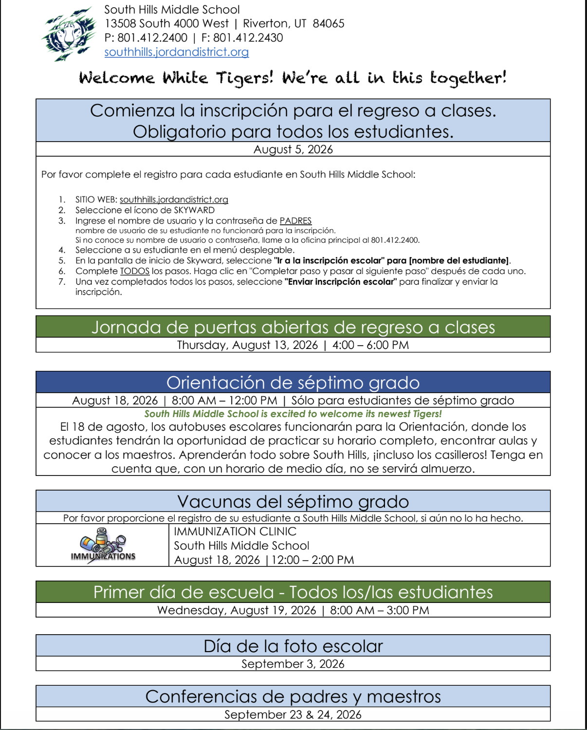 Welcome back letter