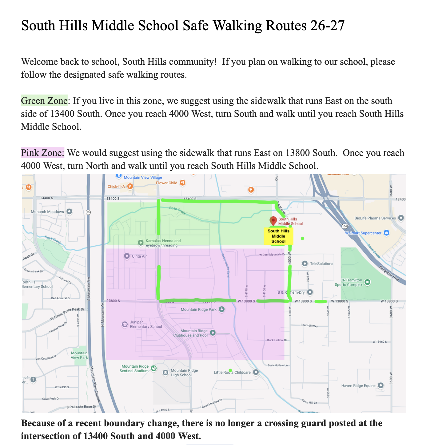 Safe Walking Routes map